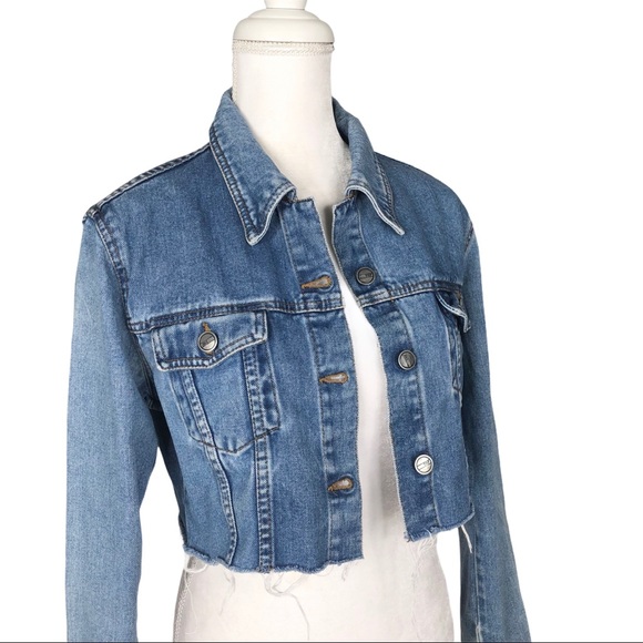 frayed denim jacket zara